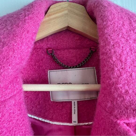 BCBGeneration Women's Double-Breasted Bouclé Walker Coat hot pink size XXS - Picture 6 of 9